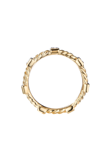 Cable Collectibles Stack Ring, 18k Yellow Gold & Diamonds